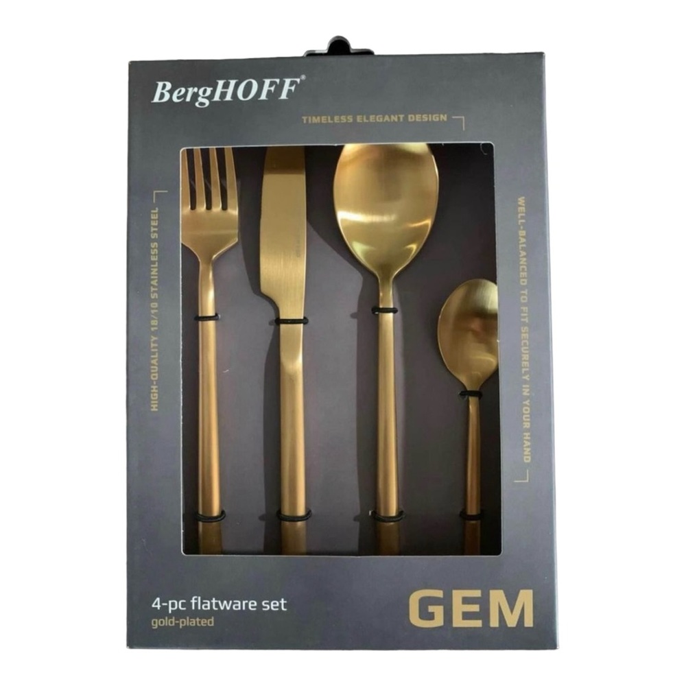 BergHOFF Gem Flatware 2 Sets Gold Plated New In Box - Picture 4 of 4
